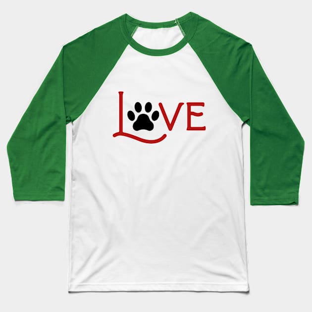 Love with a paw print Baseball T-Shirt by chapter2